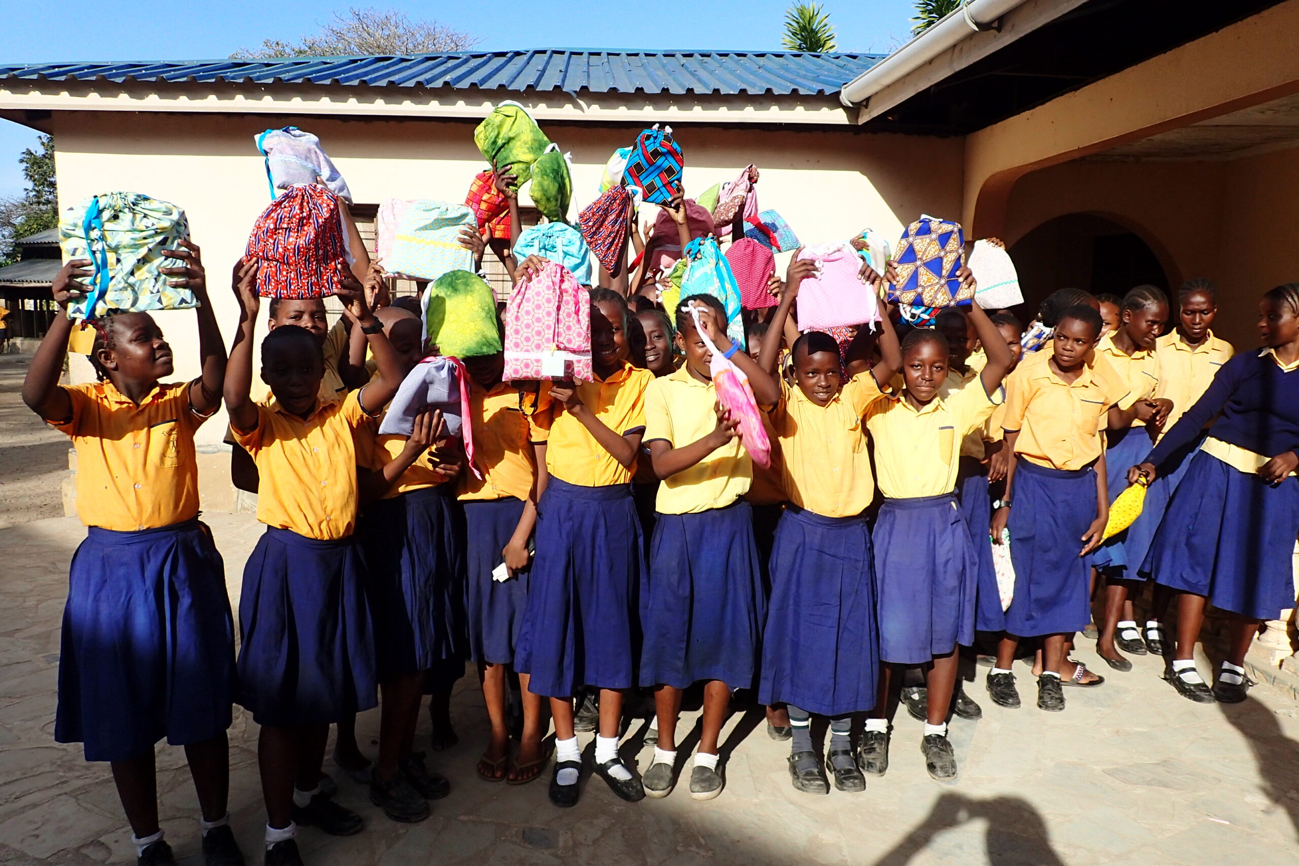 Girls participating in hygiene education